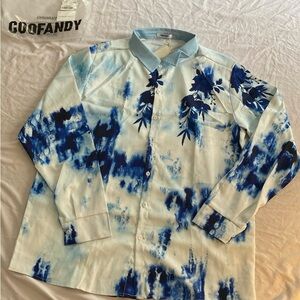 COOFANDY Men's Blue Floral Shirt